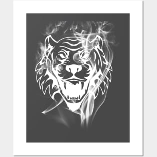 White Flame Tiger Posters and Art